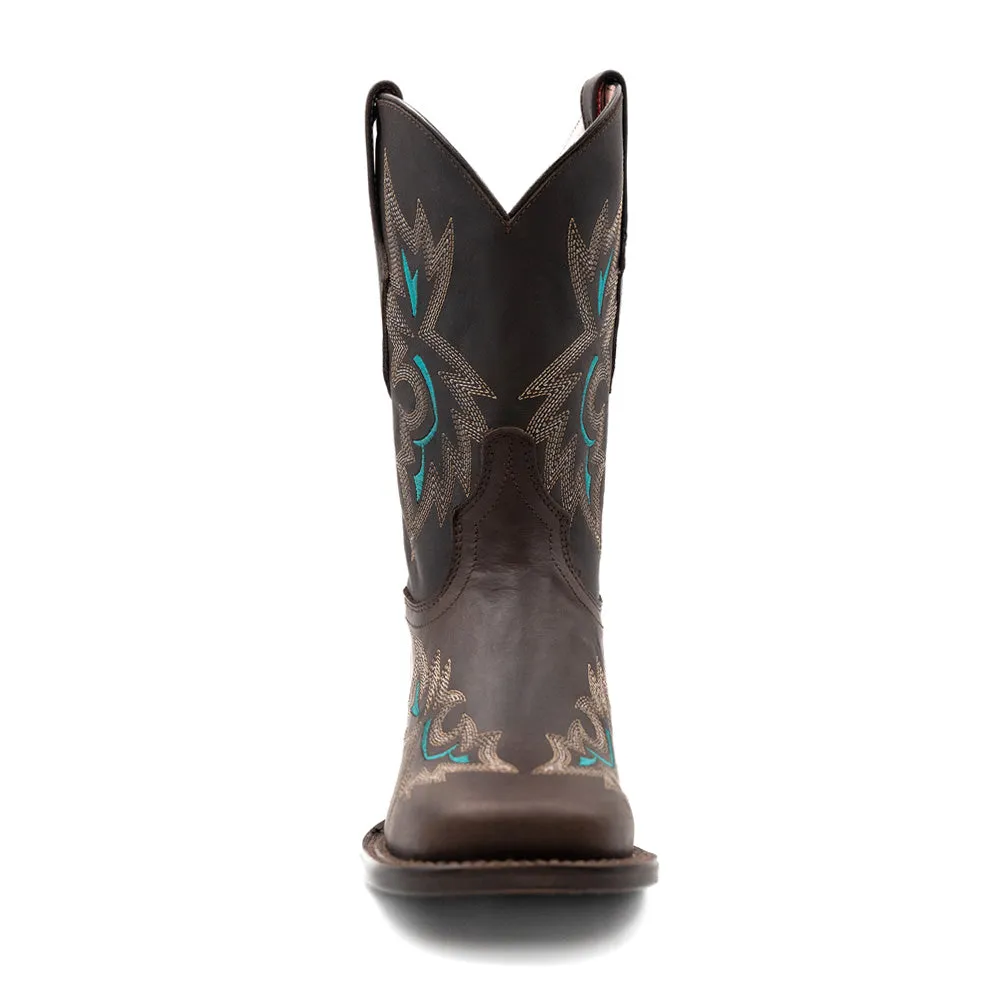 Betsy Embroidered Square Toe Pull On Cowboy Boots