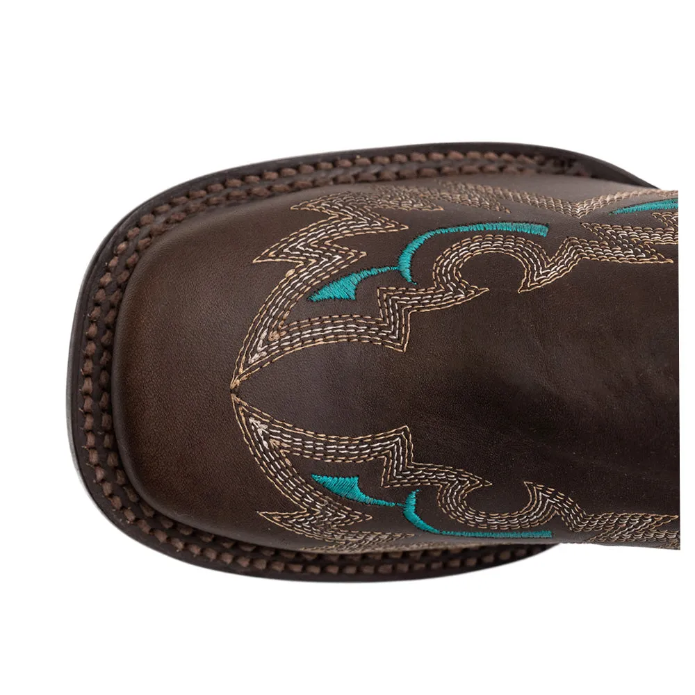 Betsy Embroidered Square Toe Pull On Cowboy Boots