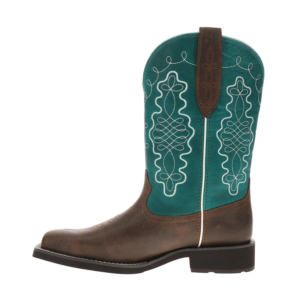 Callie Embroidered Square Toe Pull On Cowboy Boots