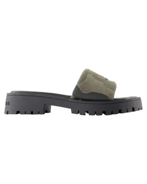 Camouflage Print Platform Slides