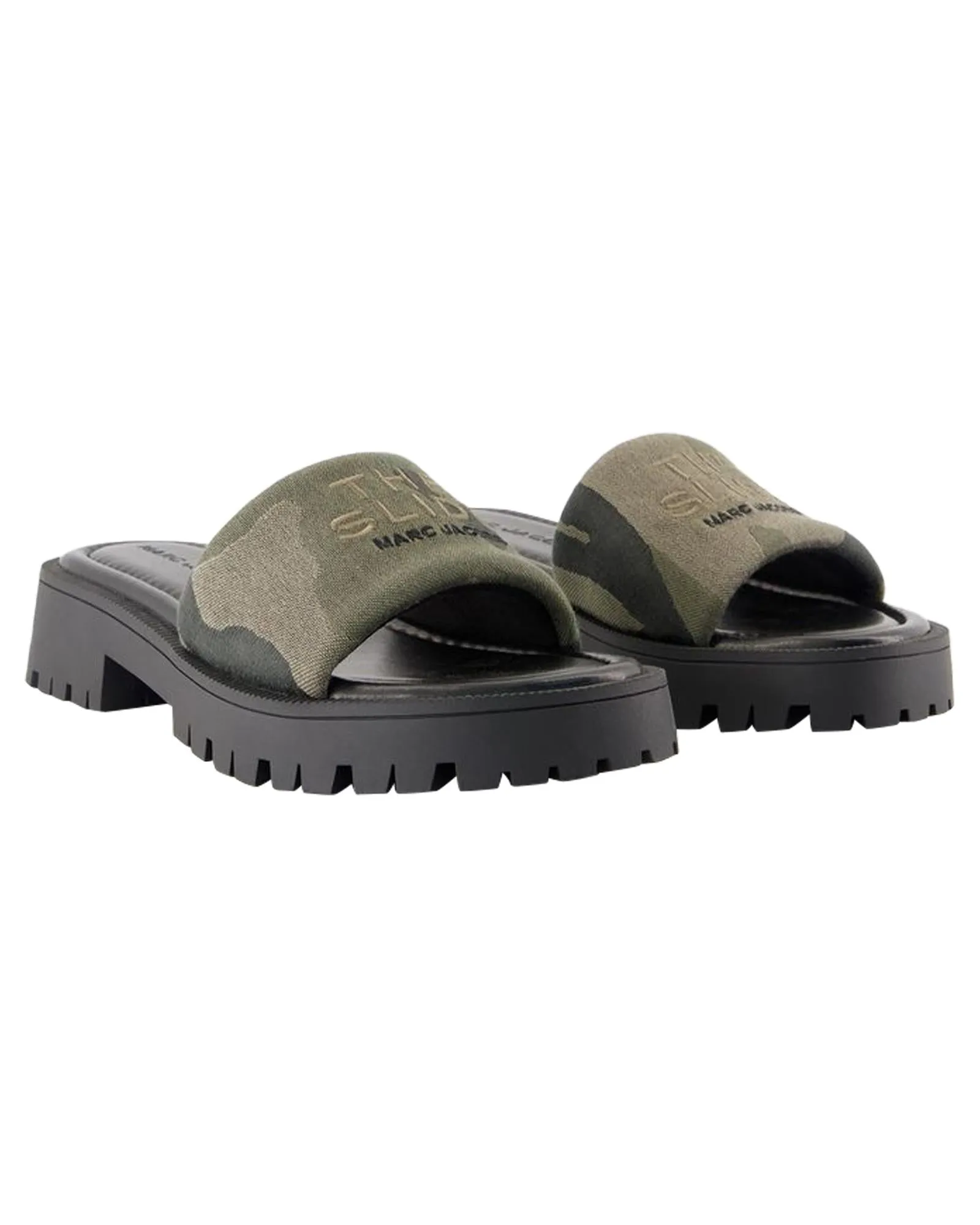 Camouflage Print Platform Slides