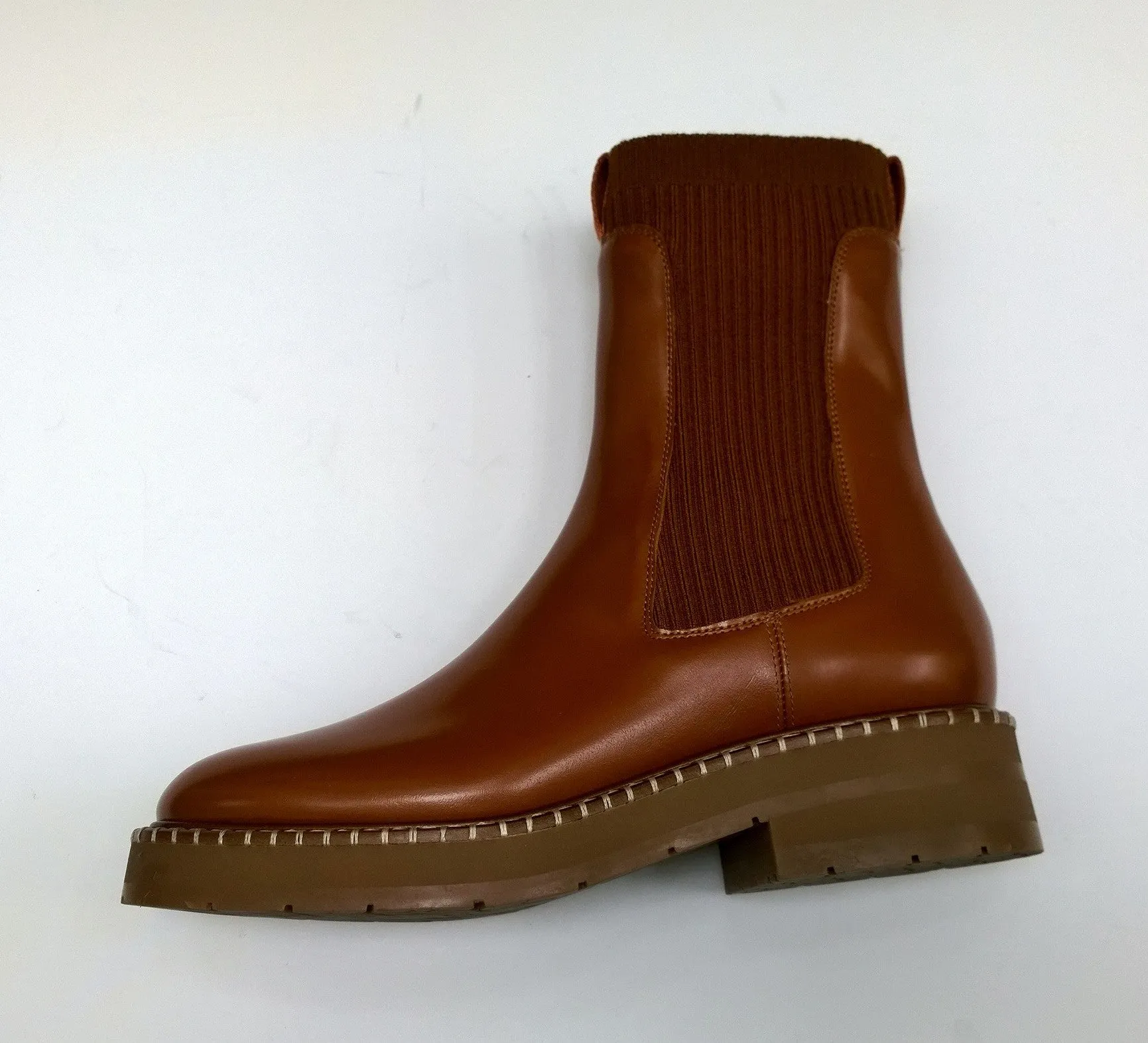 Chlo Noua Caramel Leather Ankle Boots
