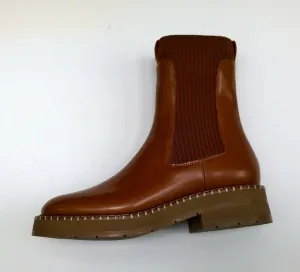 Chlo Noua Caramel Leather Ankle Boots