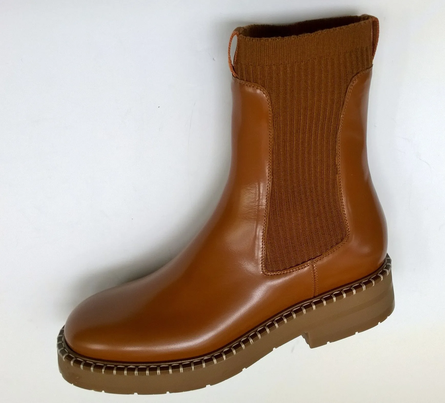 Chlo Noua Caramel Leather Ankle Boots
