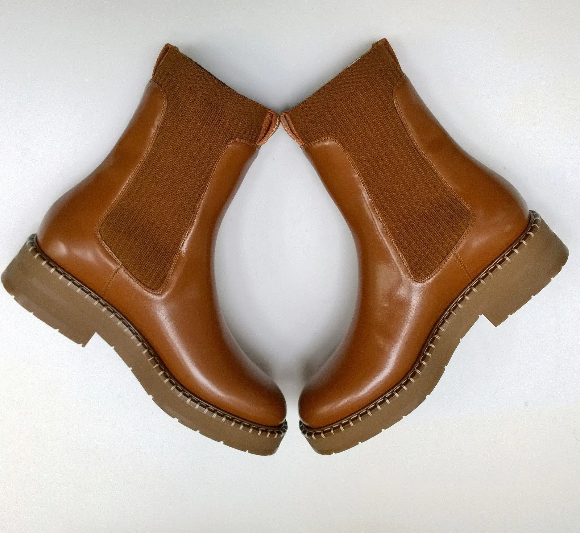 Chlo Noua Caramel Leather Ankle Boots