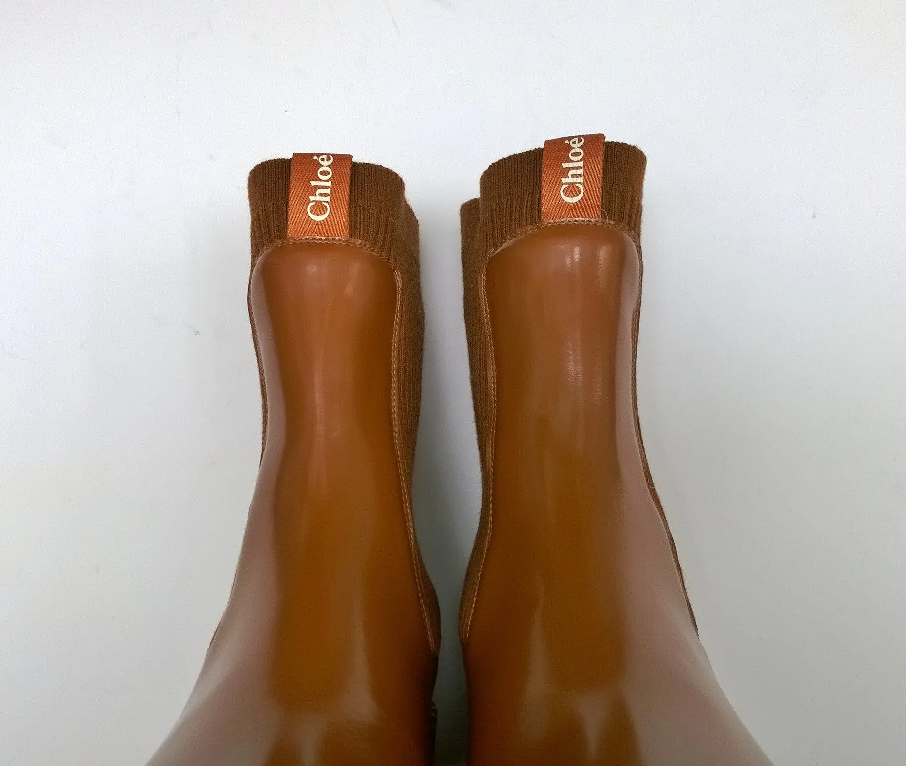 Chlo Noua Caramel Leather Ankle Boots